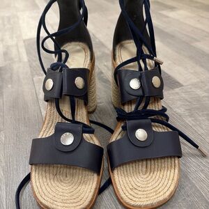 Navy Espadrille Sandals Brand New